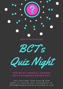 BCT's June 18th Quiz Night @ ZOOM!