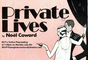 BCT's Monday July 6th Online Play Reading of "Private Lives"