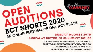 Auditions for BCT Shorts 2020 @ Bistro 33 | Bangkok | Thailand